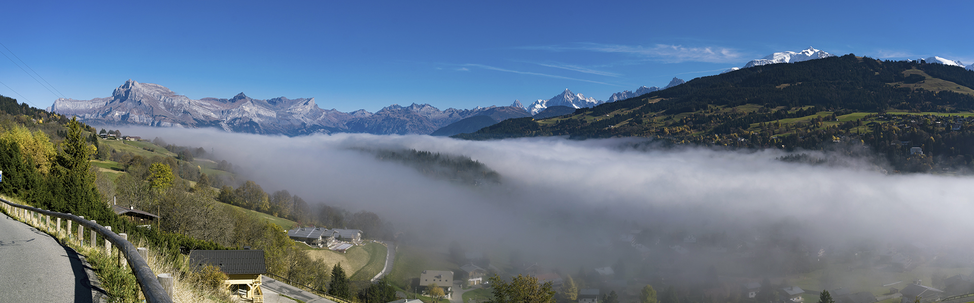 Panorama Megève Mont Blanc brume